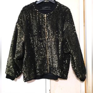 zara sequin bomber jacket. Gentle used . Size small